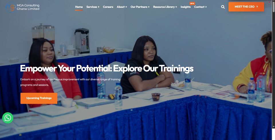 MGA Consulting website homepage promoting its training programmes