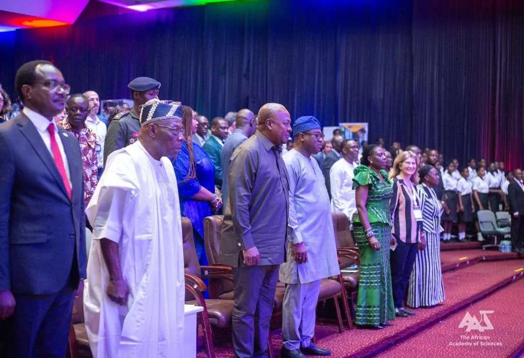 Delegates standing in the conference hall at the Africa STI Policy Dialogue